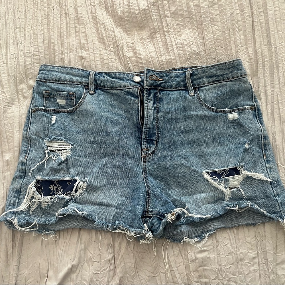 Old Navy Blue Jean Shorts with Distressed Rips and Frayed Hem